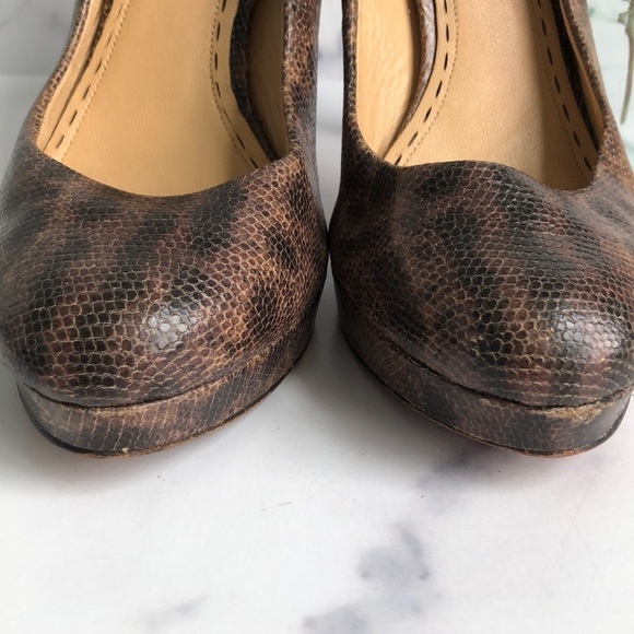 Coach Snakeskin Platform High Heel Pumps Brown Size 8.5B - Picture 2 of 16